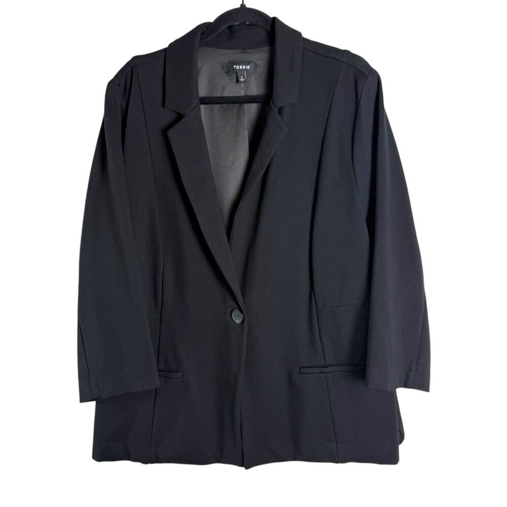 Torrid Black Ponte Blazer 3X 13140820 3/4 Sleeve Single Button